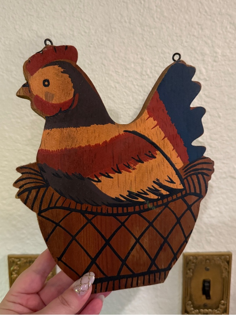 Vintage Hand Painted Hen on a Nest